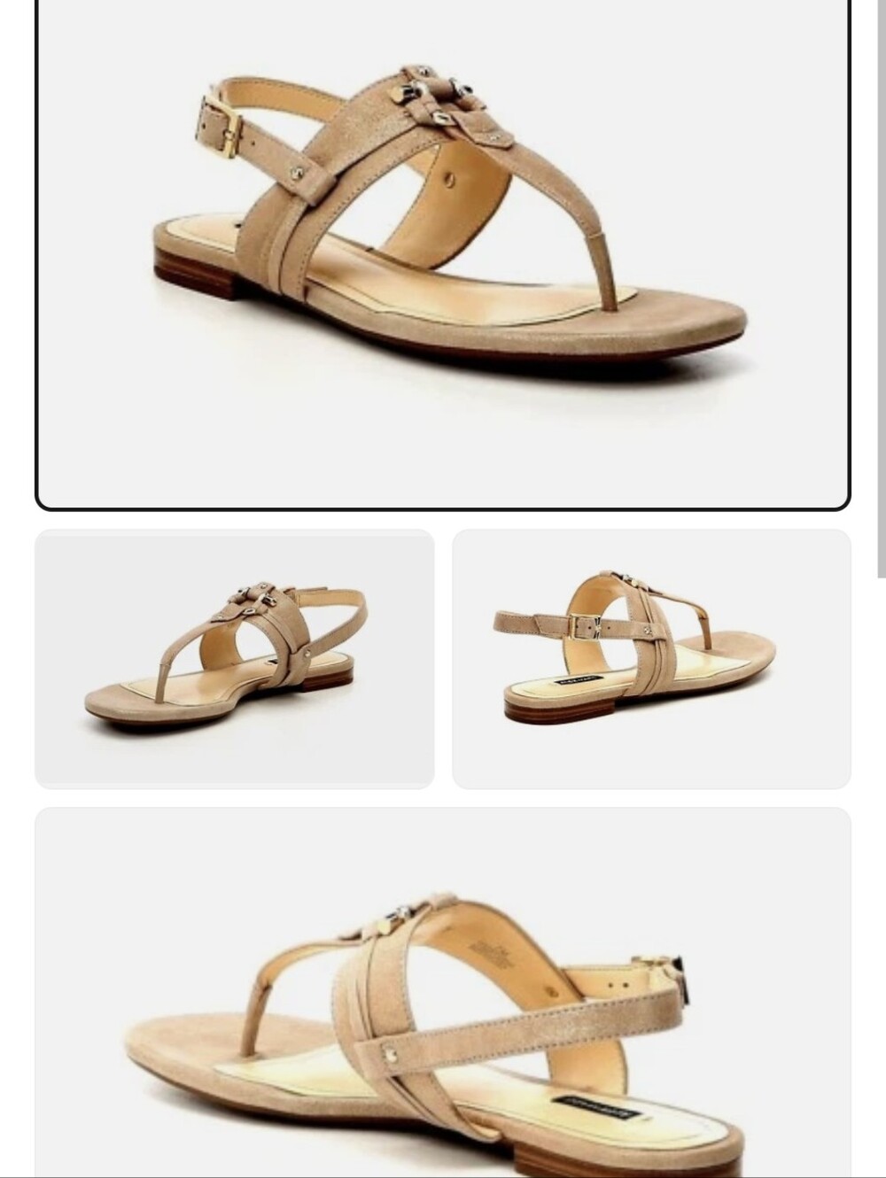 Alex Marie Fairyn women's soft gold suede thong flat stud sandals (10)